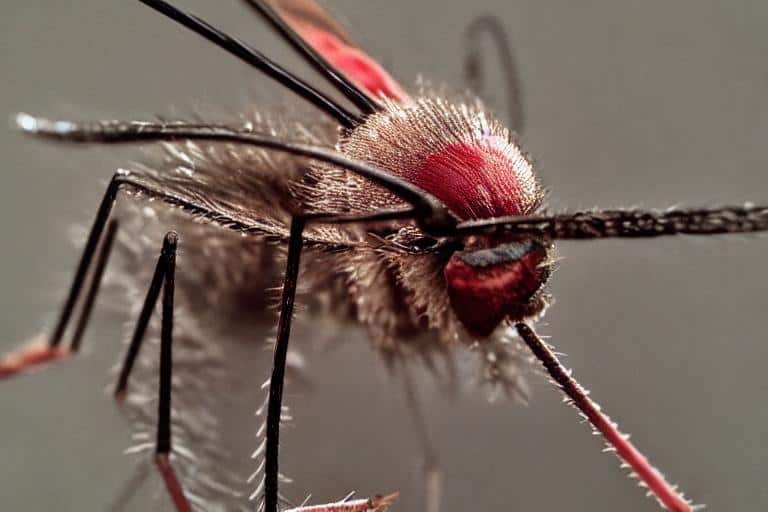 A close up of a mosquito on the best plants for repelling mosquitoes.