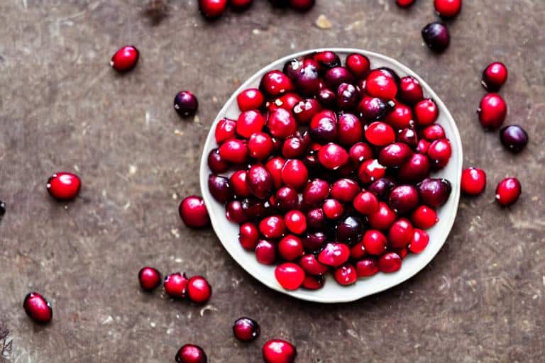 Cranberries in a bowl on a wooden table, known for their benefits as one of the best herbs for kidney cleansing.