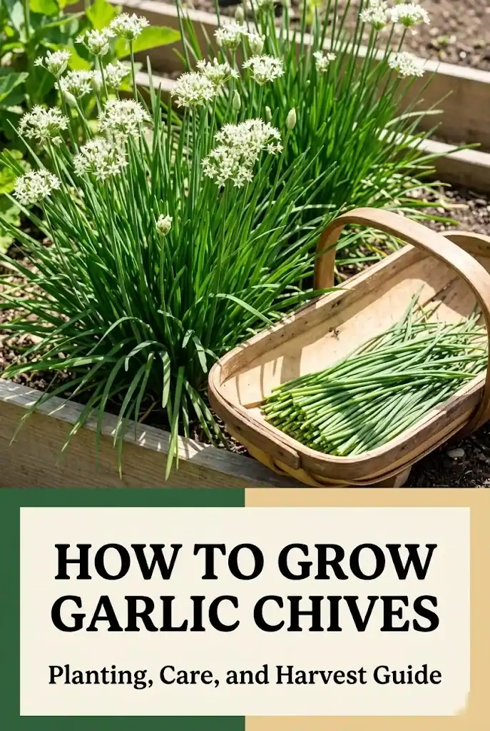 Pinterest guide for how to grow garlic chives with planting care and harvest tips