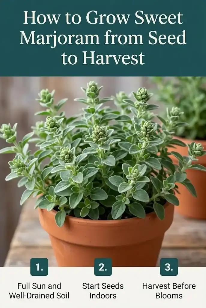 How to Grow Sweet Marjoram from Seed to Harvest step-by-step graphic guide