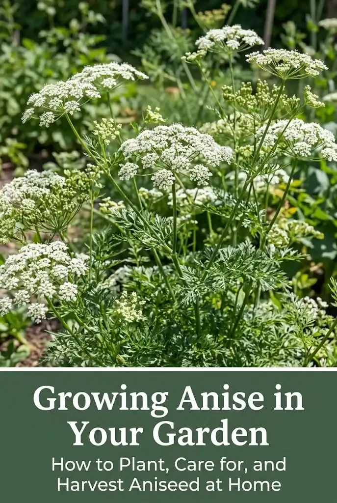 Vertical Pinterest pin on how to grow and care for anise in your garden