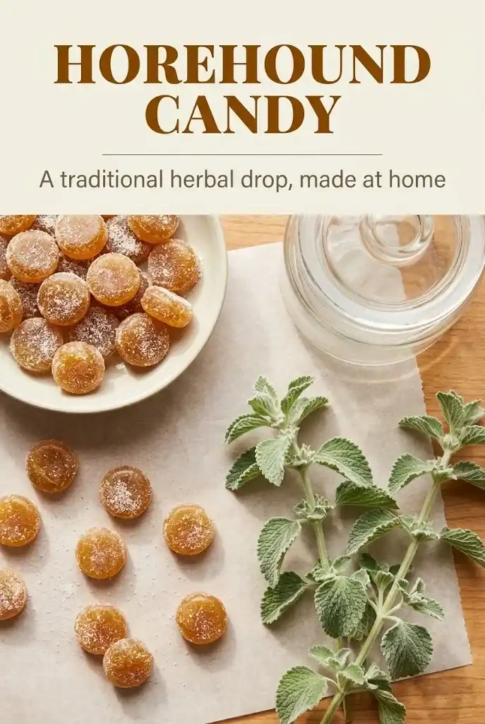Pinterest graphic for homemade horehound candy