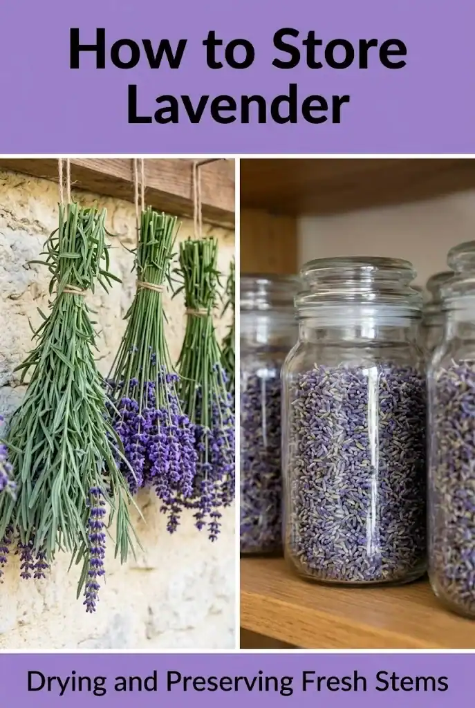 Pinterest guide for how to store lavender with step-by-step drying and preservation advice