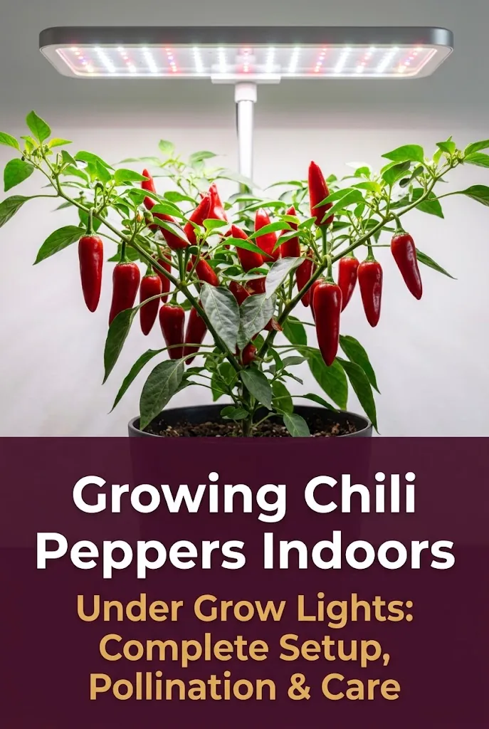 Growing Chili Peppers Indoors Under Grow Lights Pinterest guide with complete setup and care instructions