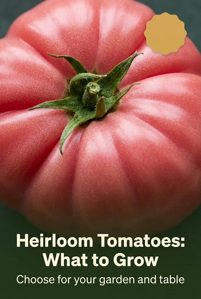 Pinterest graphic titled Heirloom Tomatoes: What to Grow