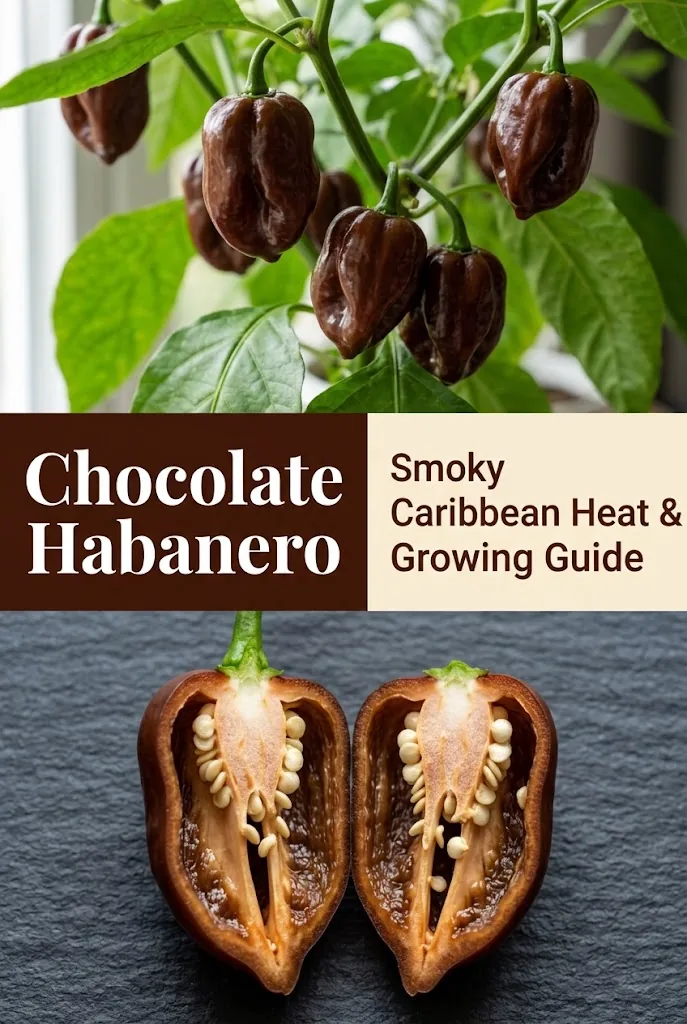 Vertical garden guide for growing and cooking with heirloom chocolate habanero peppers